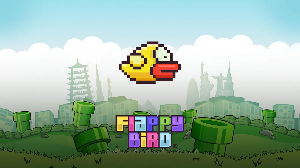 Flappy Bird gameplay screenshot and banner